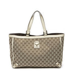 Gucci Large Abbey D Ring Tote Ivory Beige GG Canvas