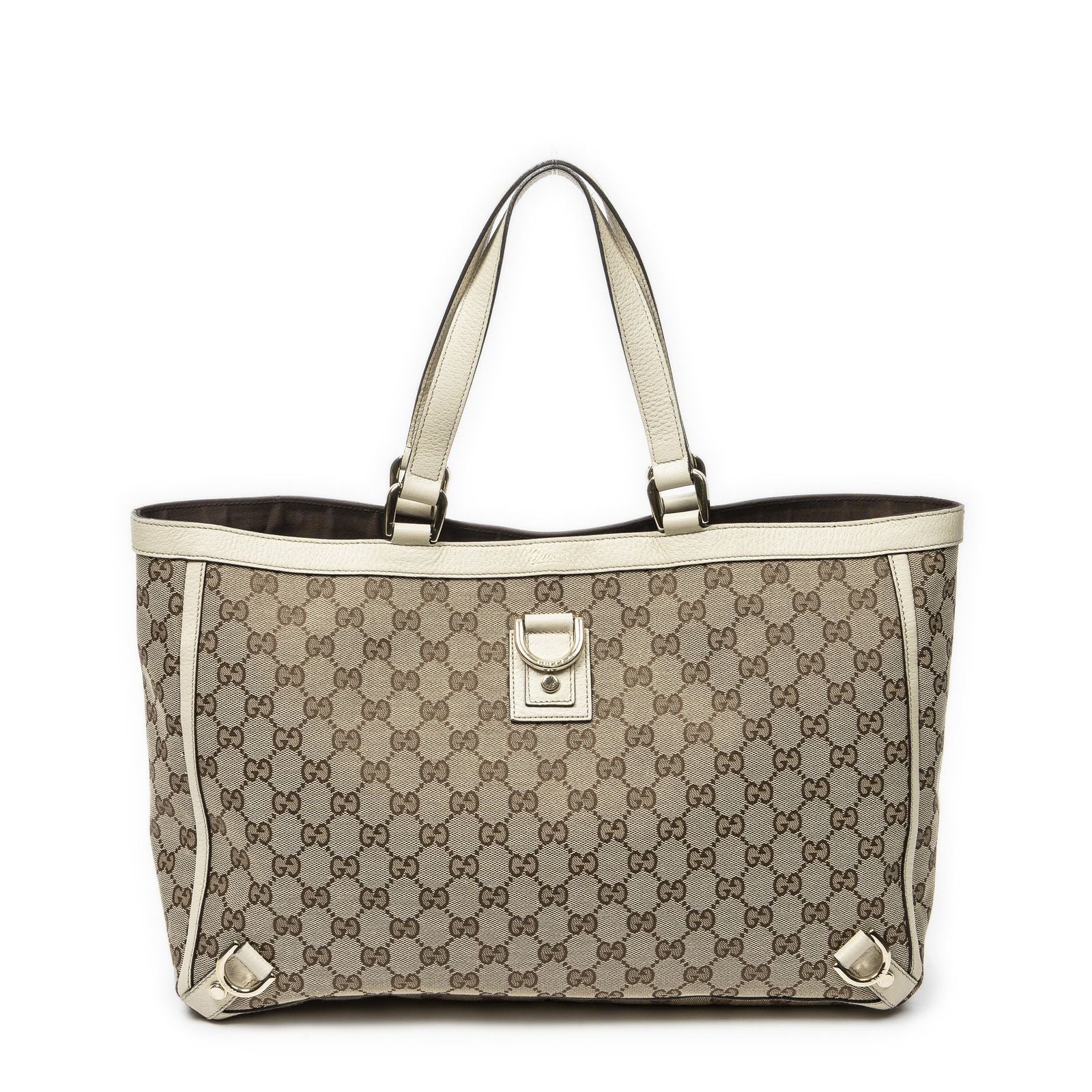 Gucci Large Abbey D Ring Tote Ivory Beige GG Canvas