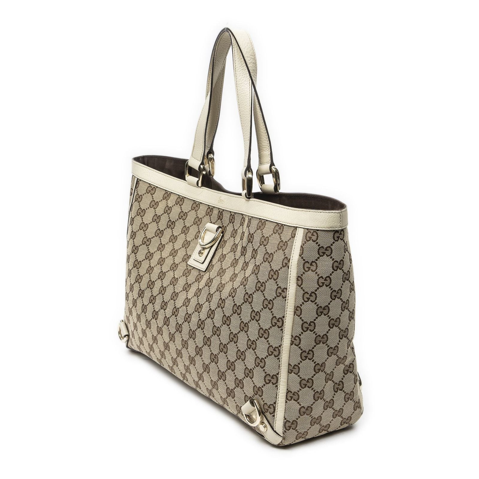 Gucci Large Abbey D Ring Tote Ivory Beige GG Canvas — view 2