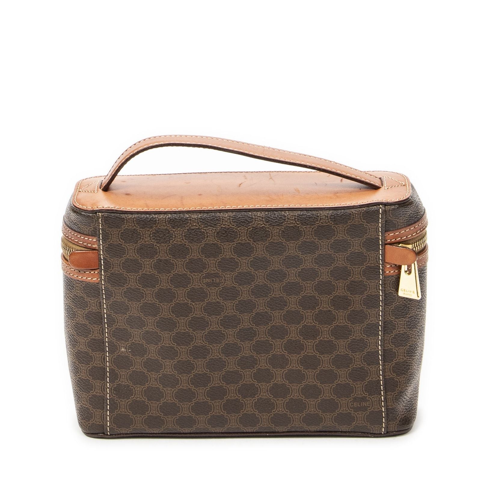 Celine Top Handle Toiletries Pouch Brown Macadam Canvas — view 5
