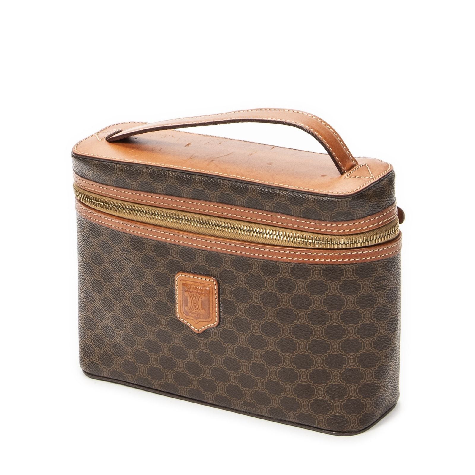 Celine Top Handle Toiletries Pouch Brown Macadam Canvas — view 2