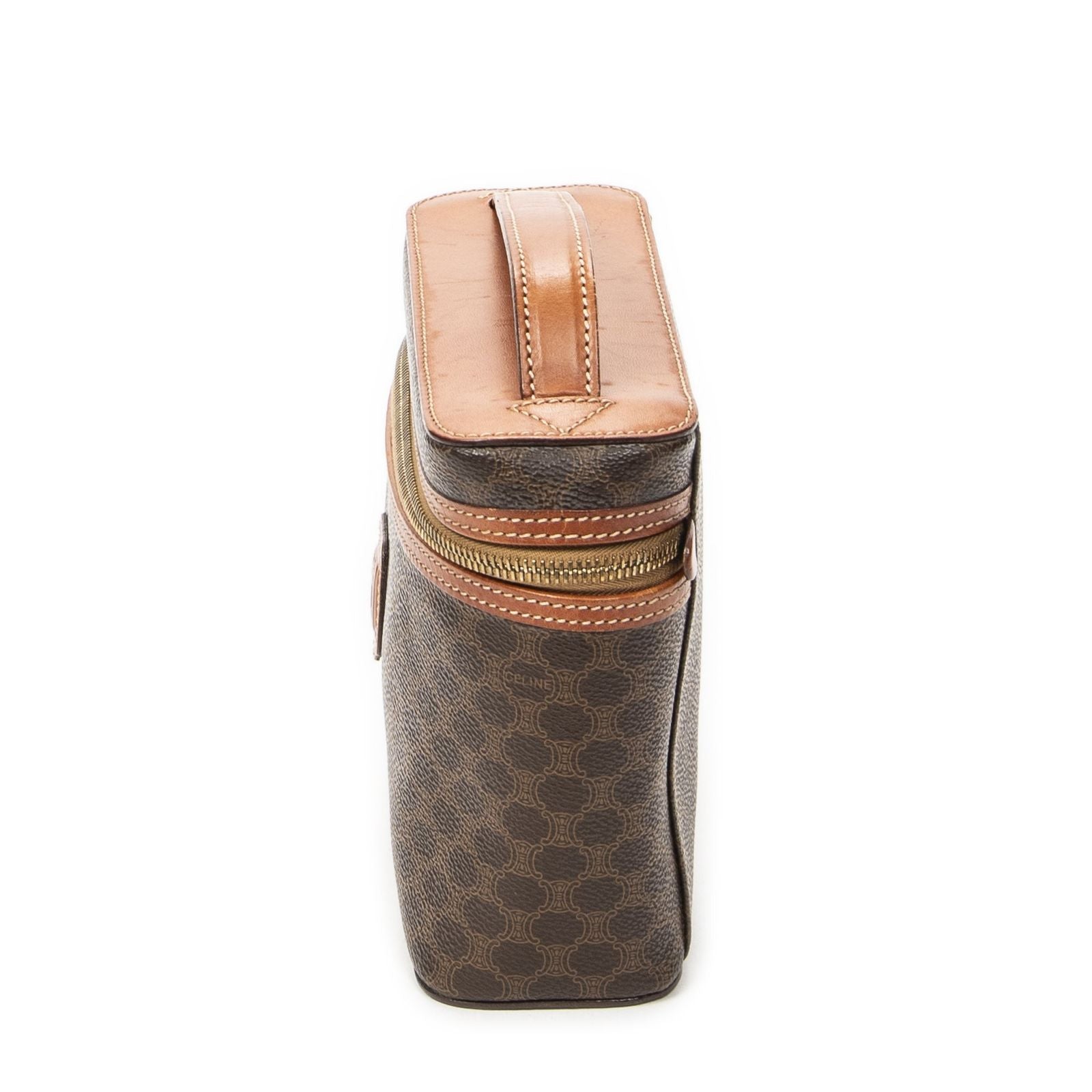 Celine Top Handle Toiletries Pouch Brown Macadam Canvas — view 3