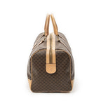 Celine Vintage Travel Boston Brown Beige Macadam Canvas Shoulder Bag — view 3