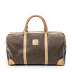 Celine Vintage Travel Boston Brown Beige Macadam Canvas Shoulder Bag