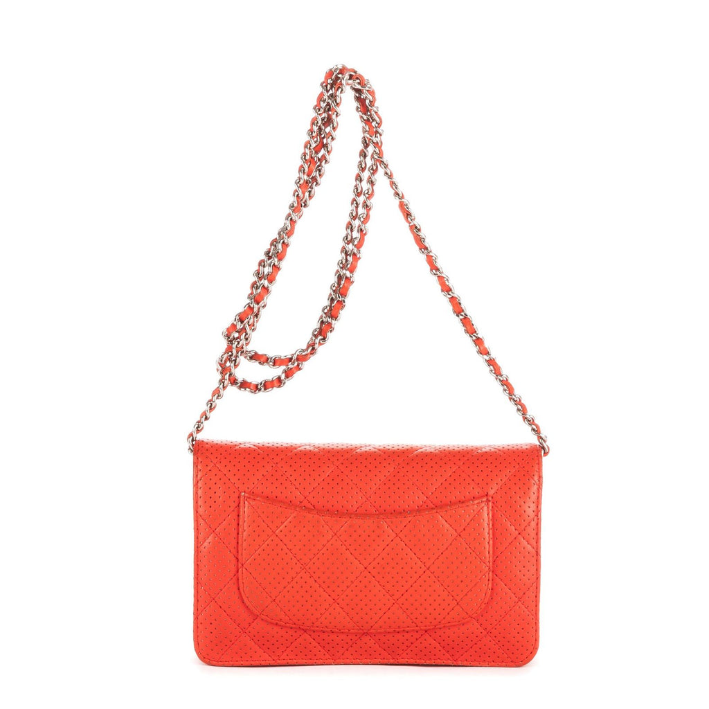 Chanel Chain Wallet Red Quilted Perfo Leather — view 4