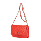 Chanel Chain Wallet Red Quilted Perfo Leather — view 2
