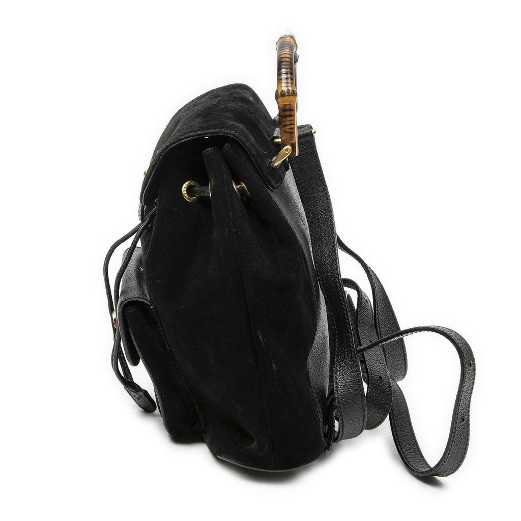 Gucci Mini Bamboo Backpack Sac Black Suede Leather — view 3