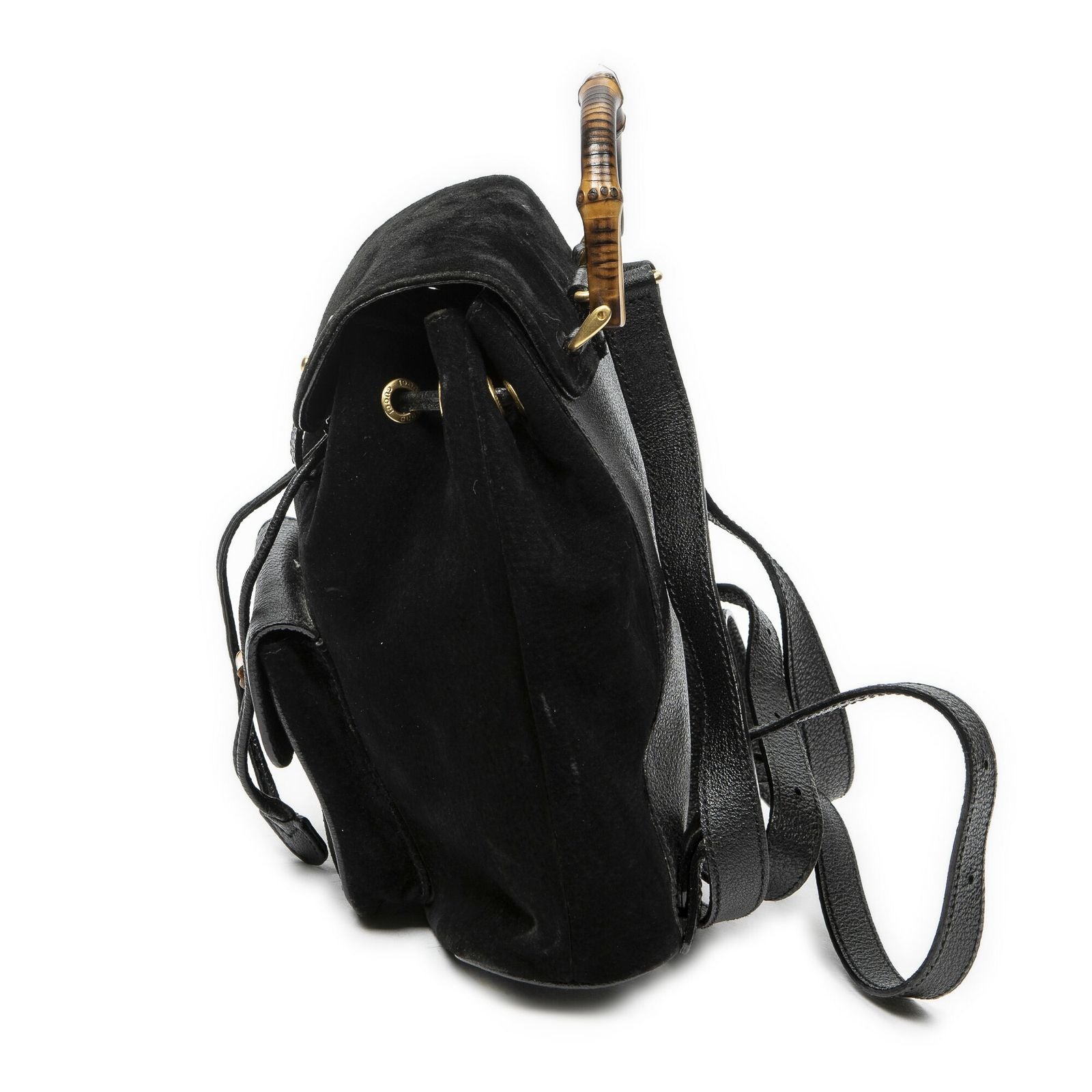 Gucci Mini Bamboo Backpack Sac Black Suede Leather — view 3