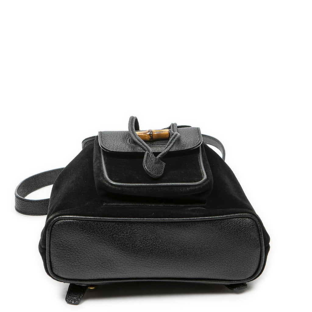 Gucci Mini Bamboo Backpack Sac Black Suede Leather — view 6