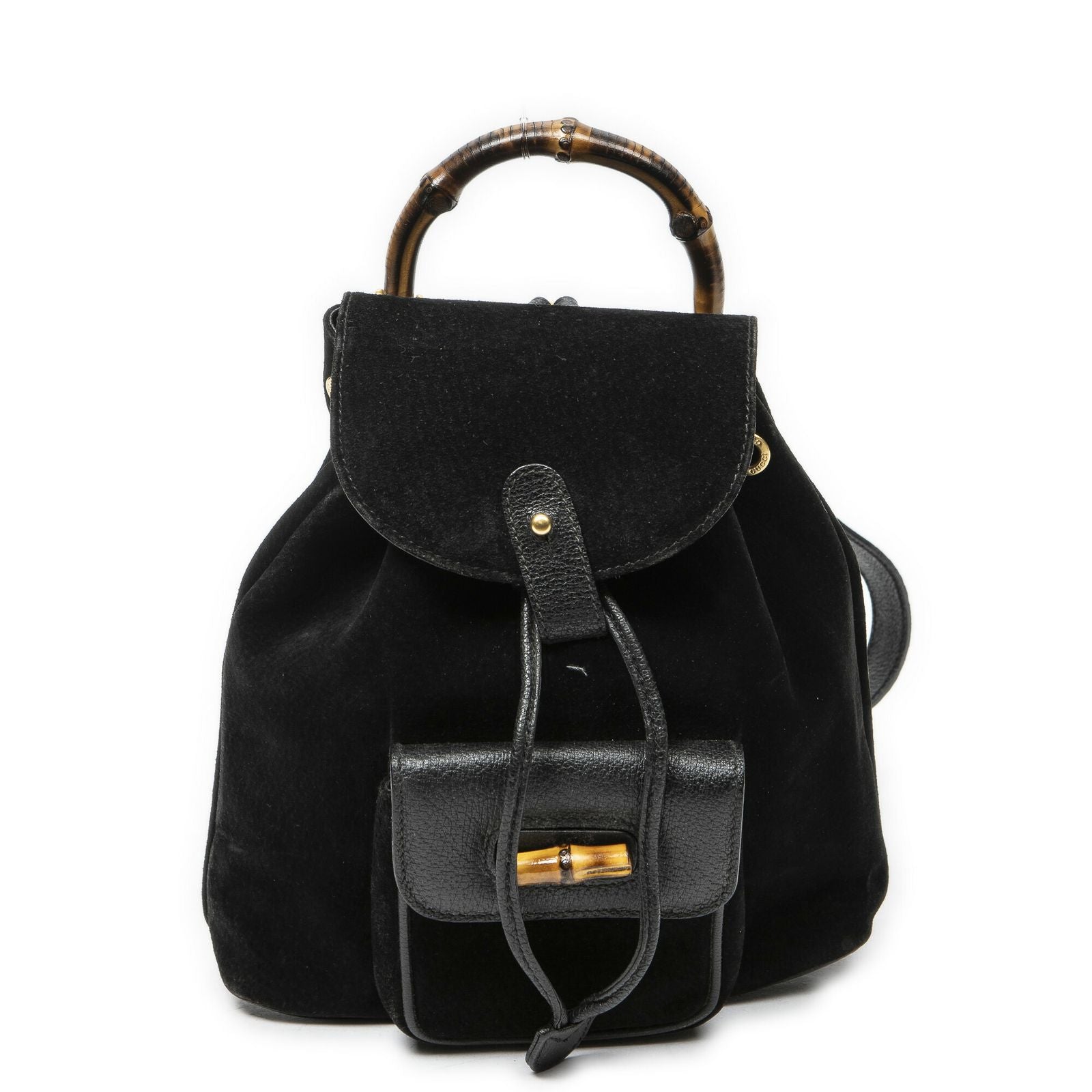 Gucci Mini Bamboo Backpack Sac Black Suede Leather