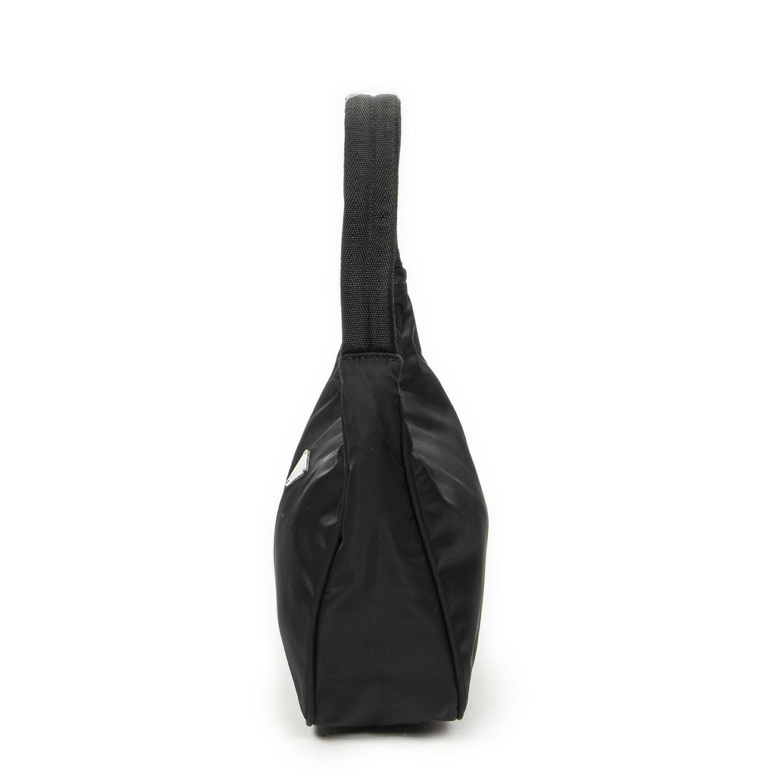 Prada Vintage Mini Zip Hobo Black Nylon Canvas — view 3