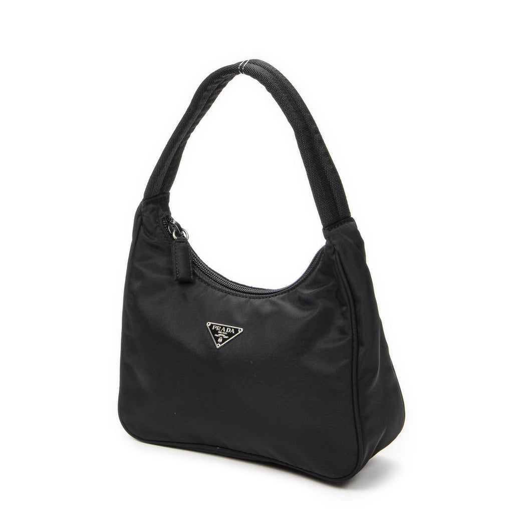 Prada Vintage Mini Zip Hobo Black Nylon Canvas — view 2
