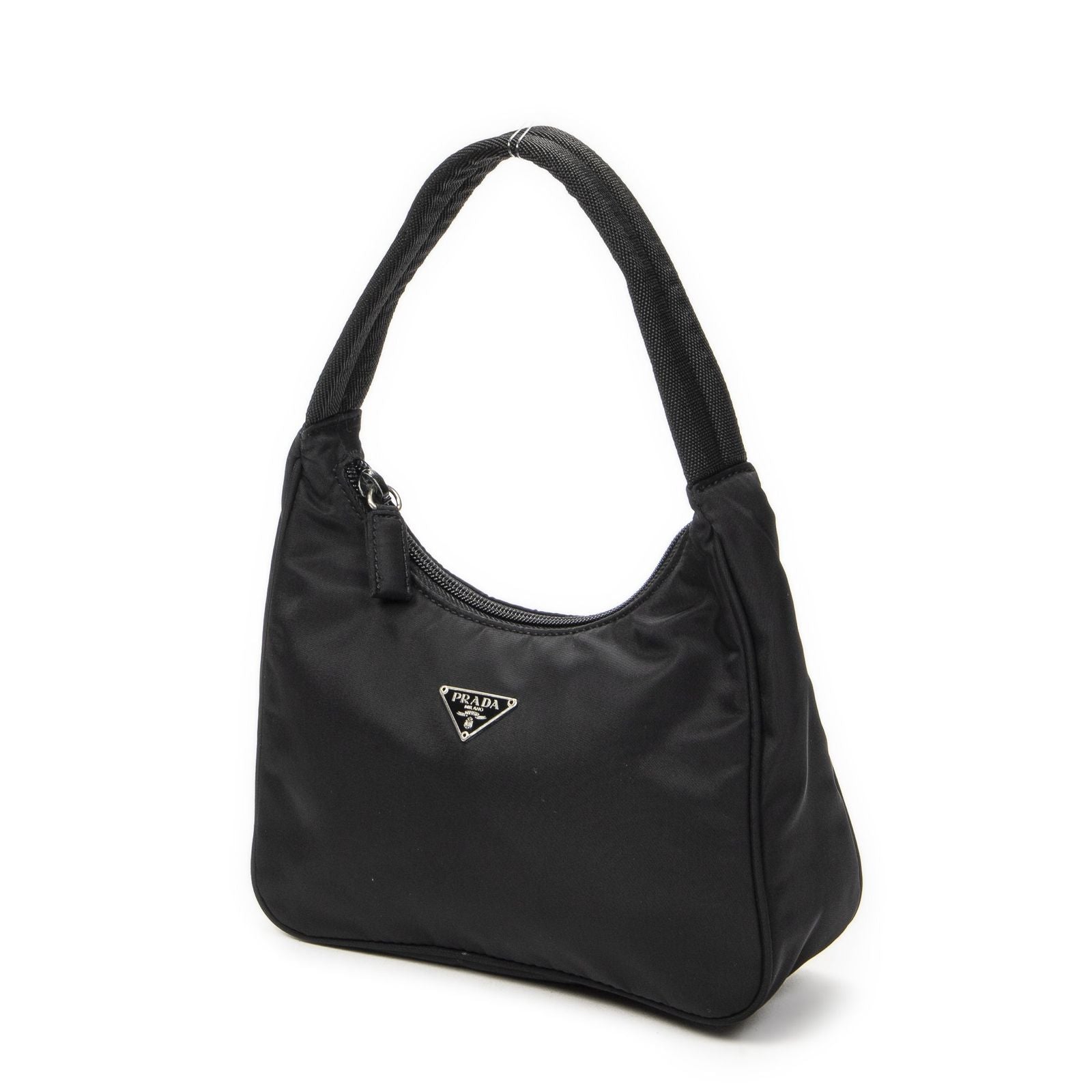Prada Vintage Mini Zip Hobo Black Nylon Canvas — view 2