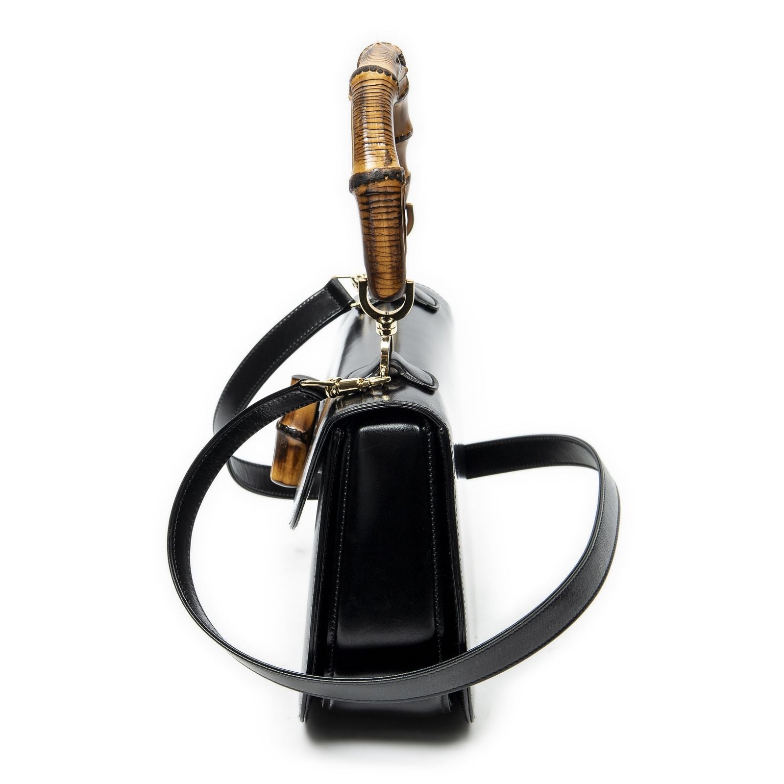 Gucci Vinte Ziff Laptop Handle Black Smooth Scarf Skin Leather — view 3