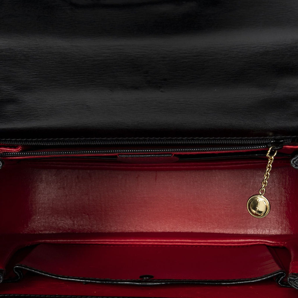 Gucci Vinte Ziff Laptop Handle Black Smooth Scarf Skin Leather — view 9