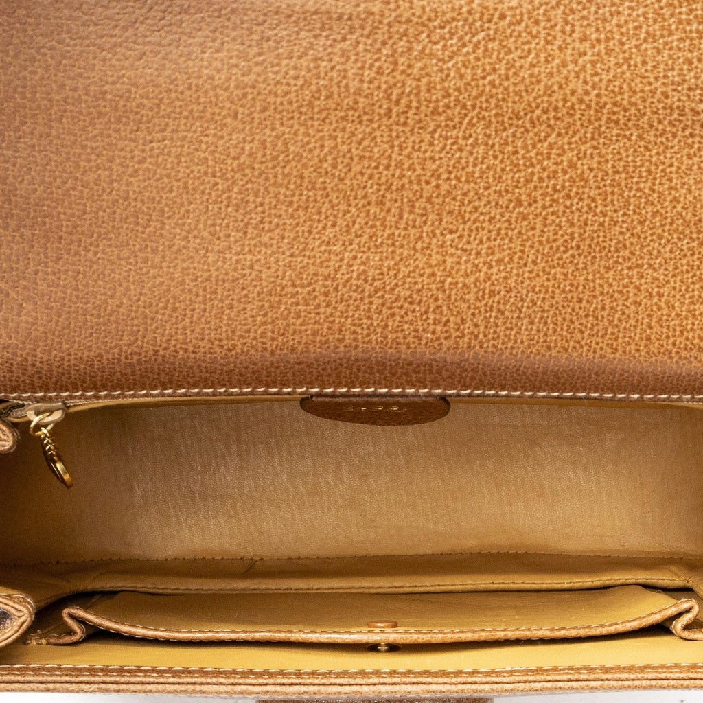 Gucci Vintage Flap Top Handle Brown Gray Calfskin Leather — view 9
