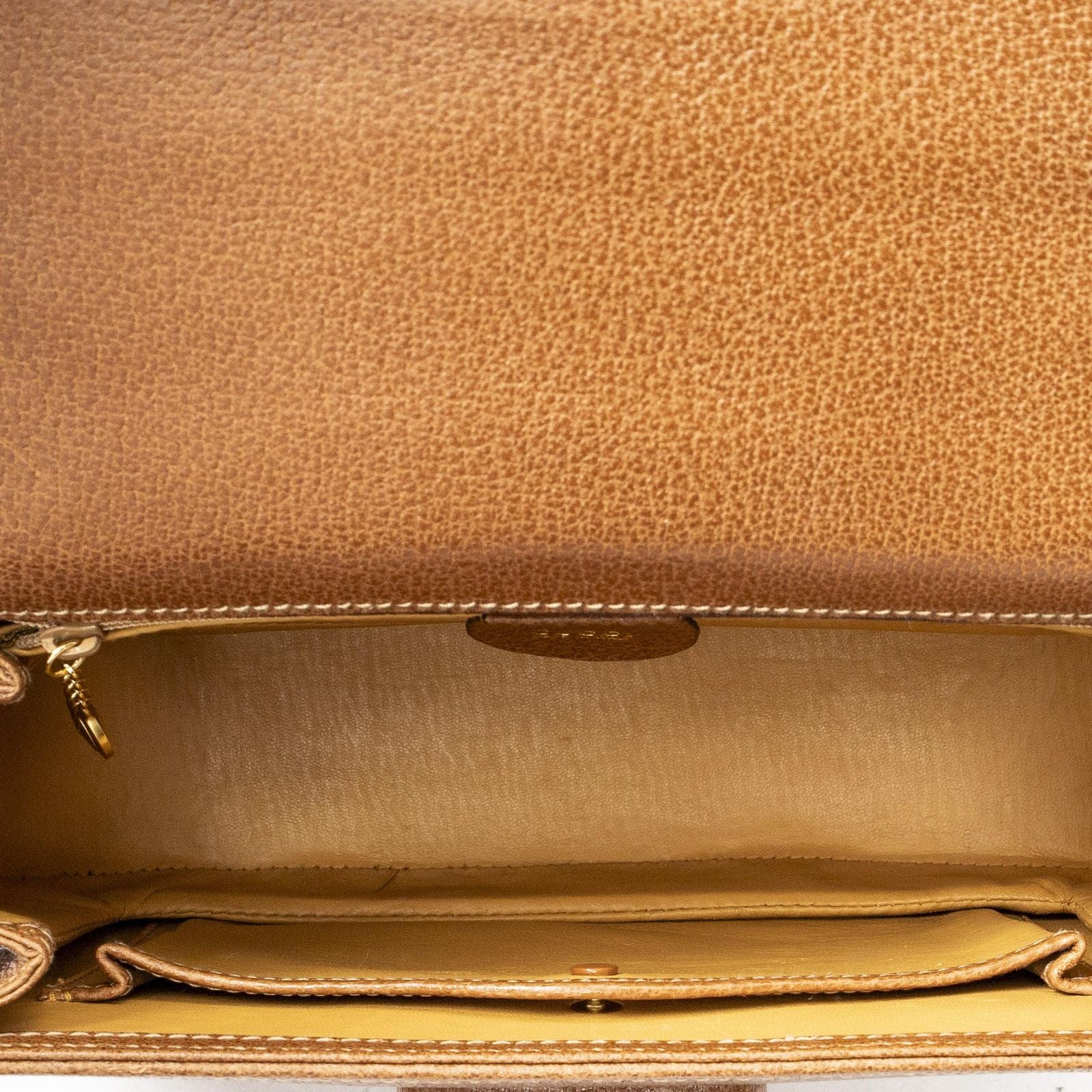 Gucci Vintage Flap Top Handle Brown Gray Calfskin Leather — view 9