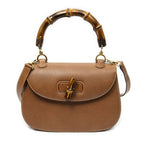 Gucci Vintage Flap Top Handle Brown Gray Calfskin Leather