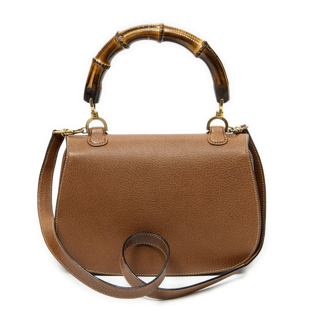 Gucci Vintage Flap Top Handle Brown Gray Calfskin Leather — view 5