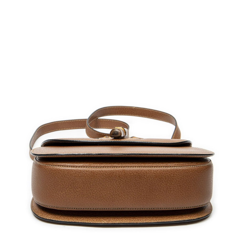 Gucci Vintage Flap Top Handle Brown Gray Calfskin Leather — view 6