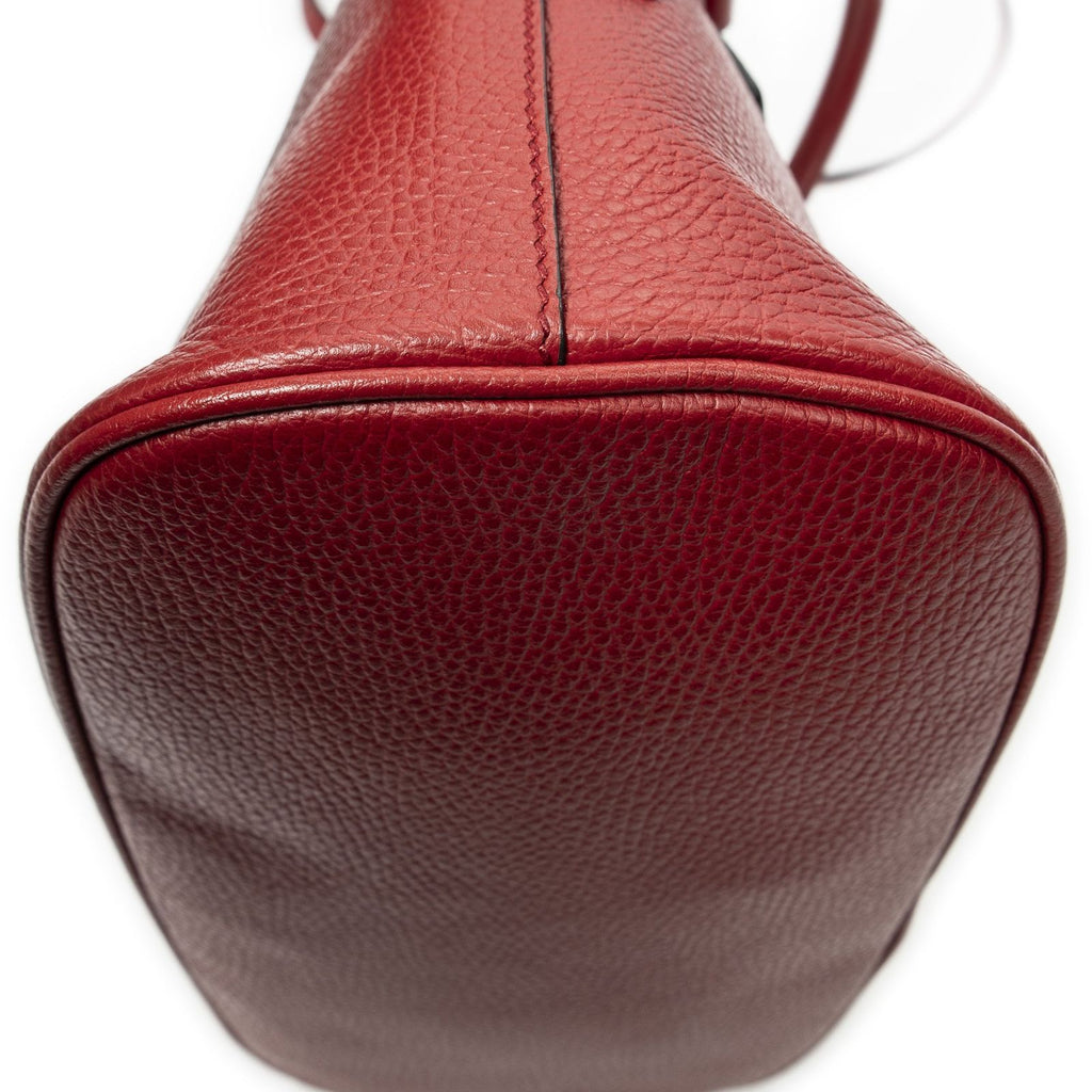 Gucci Small GG Charm Dome Tote Red Gray Calfskin Leather — view 8