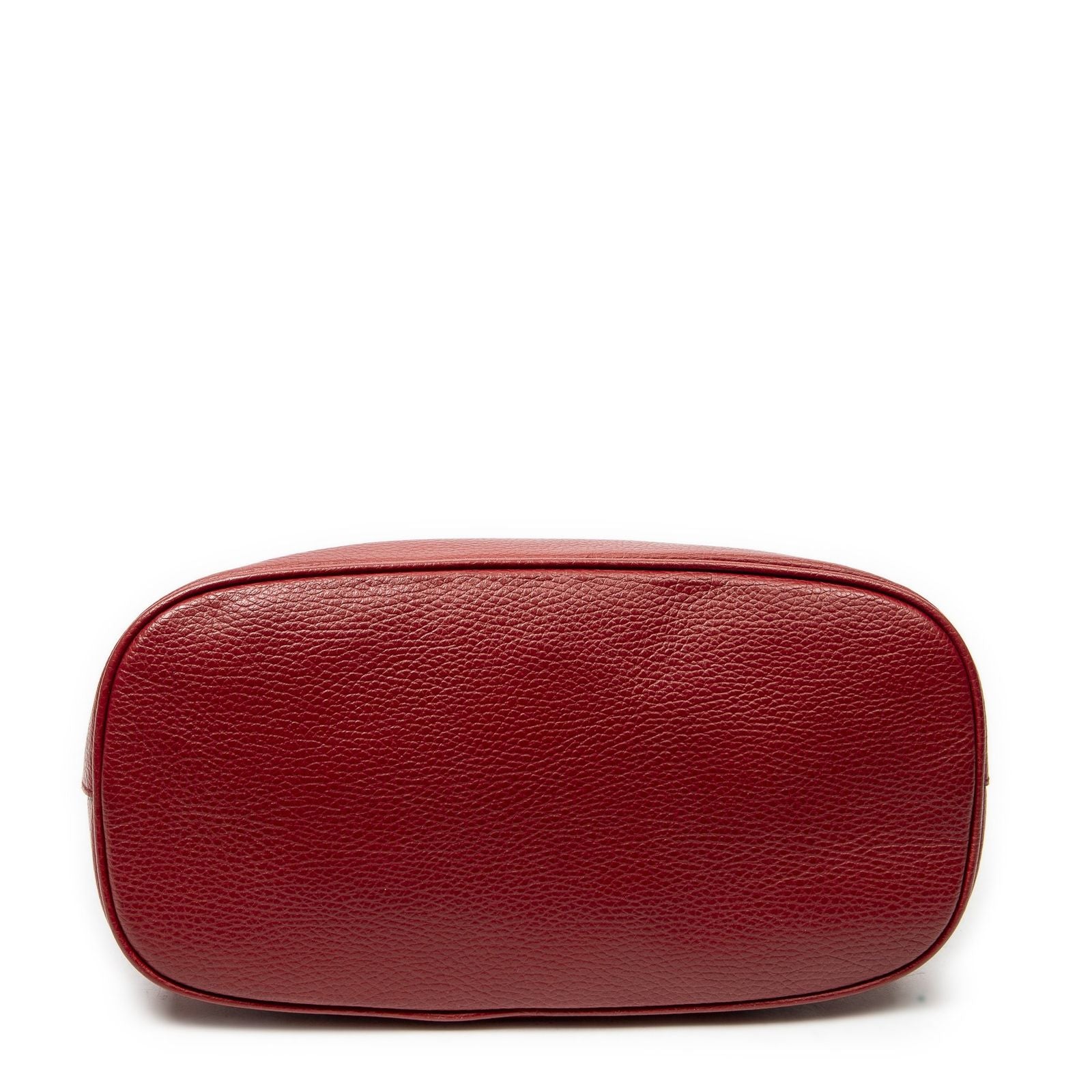 Gucci Small GG Charm Dome Tote Red Gray Calfskin Leather — view 6