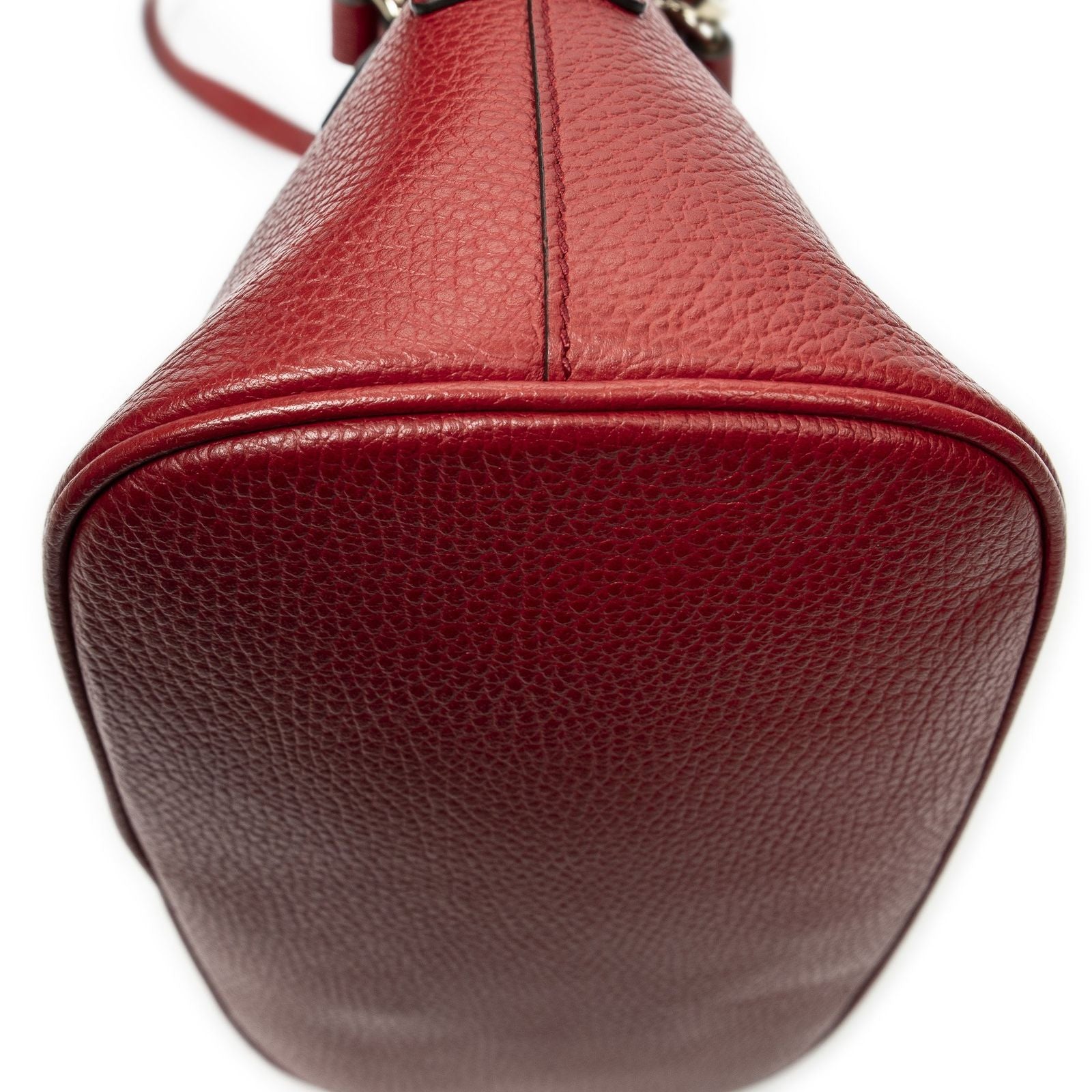 Gucci Small GG Charm Dome Tote Red Gray Calfskin Leather — view 7