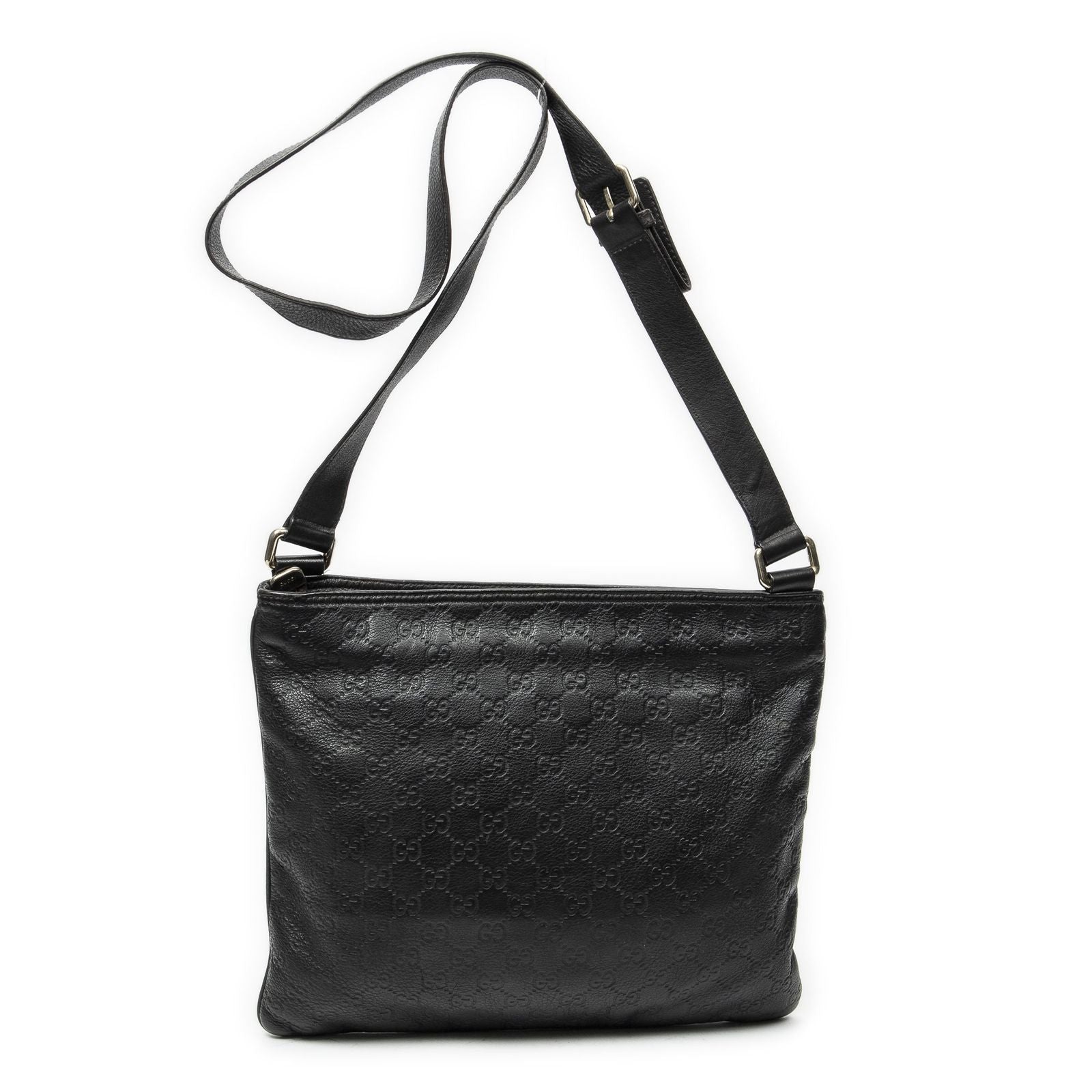 Gucci Large Square Zip Messenger Black Guccissima — view 5