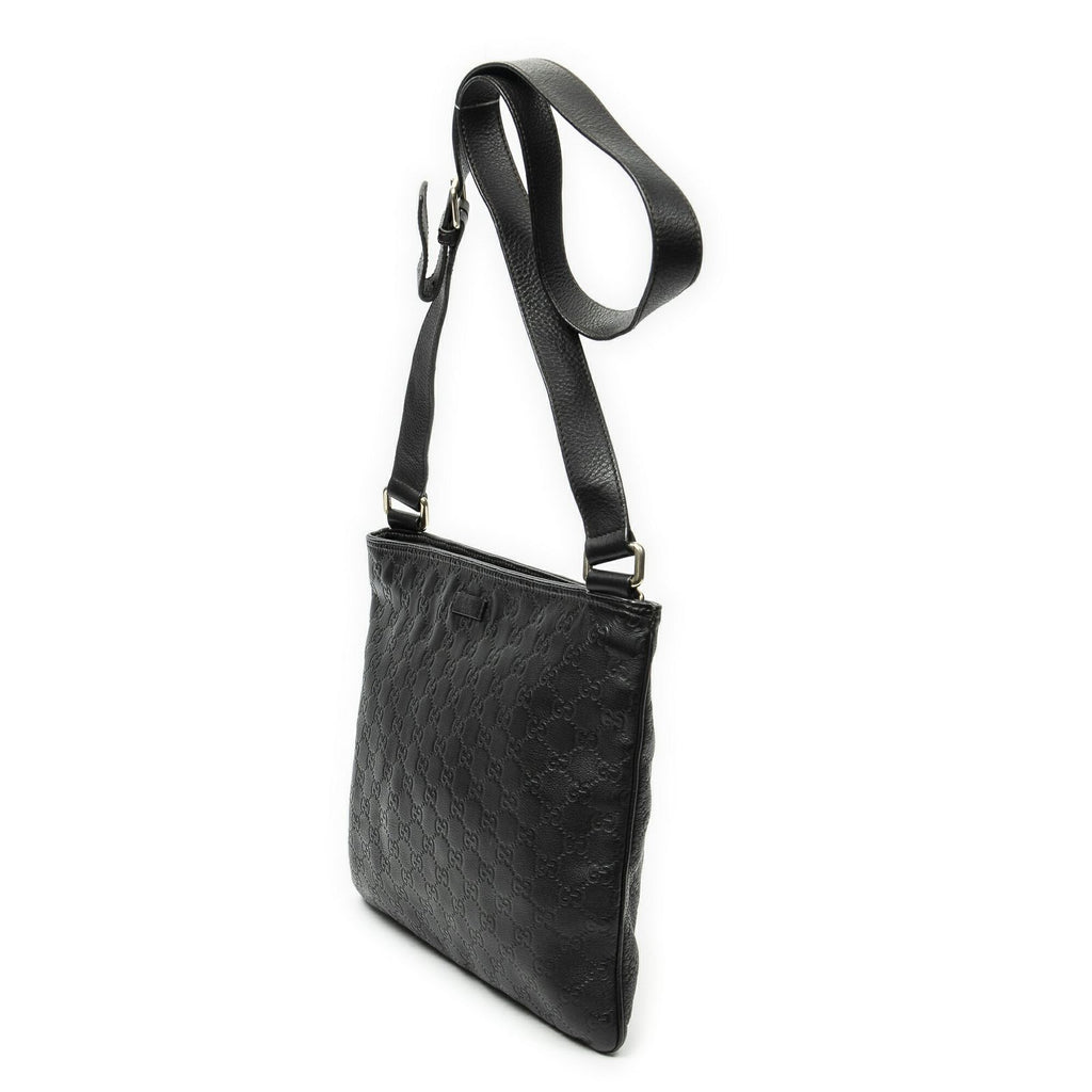 Gucci Large Square Zip Messenger Black Guccissima — view 2