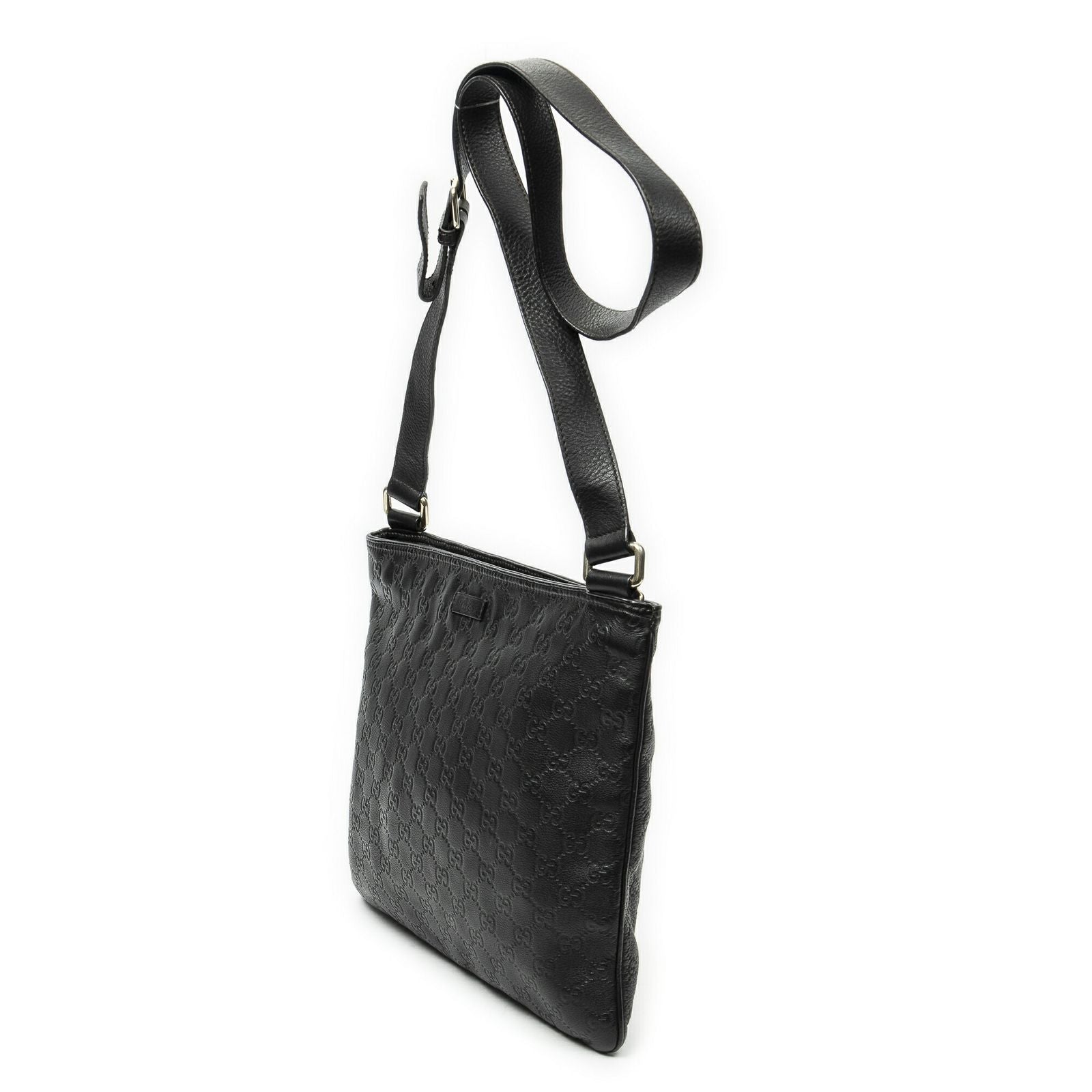 Gucci Large Square Zip Messenger Black Guccissima — view 2