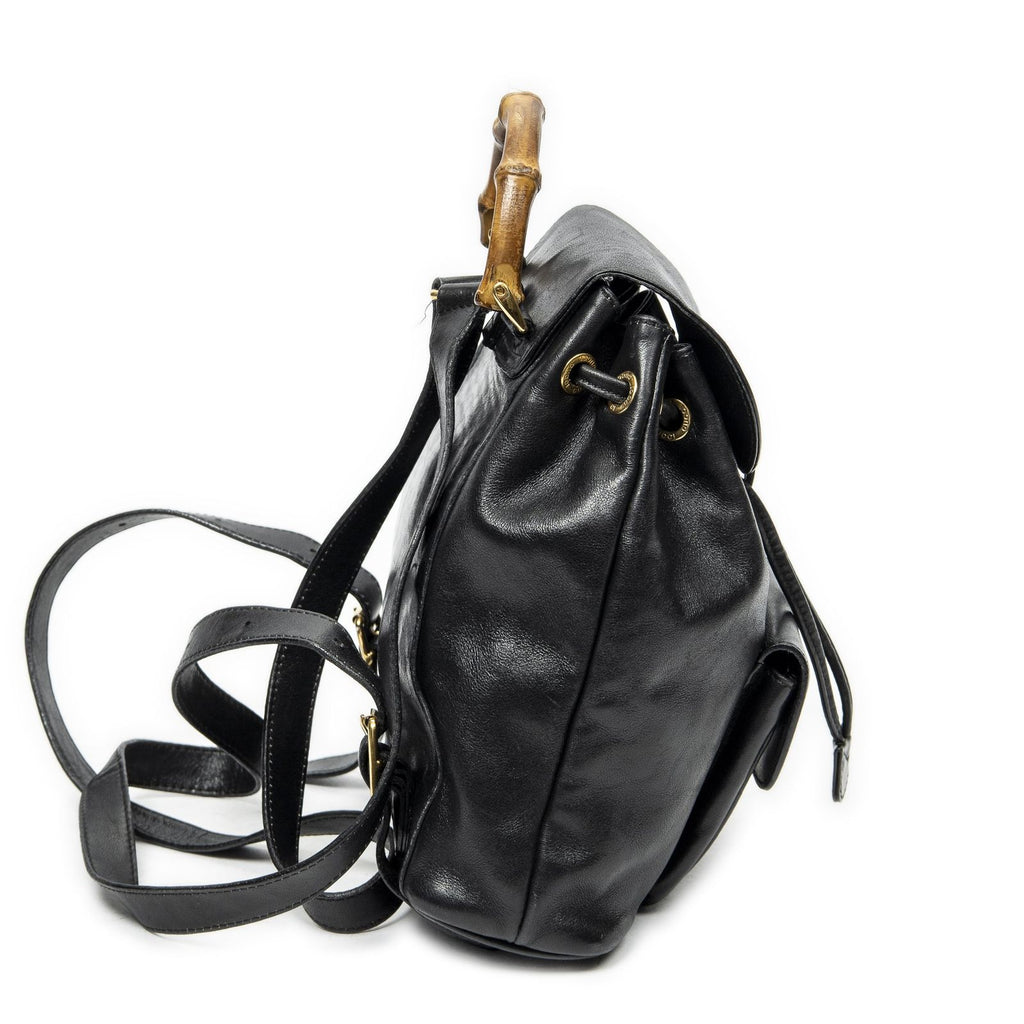 Gucci Mini Bamboo Backpack Black Calfskin Leather — view 4