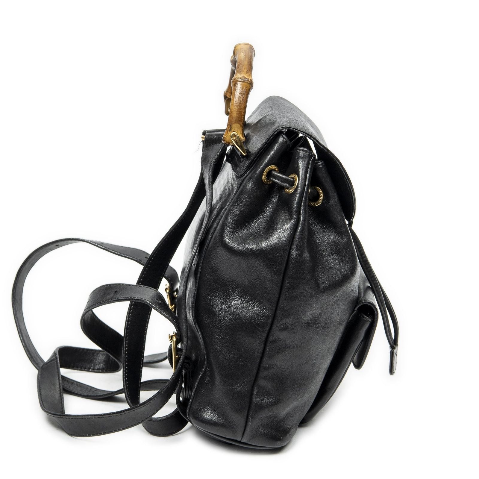 Gucci Mini Bamboo Backpack Black Calfskin Leather — view 4