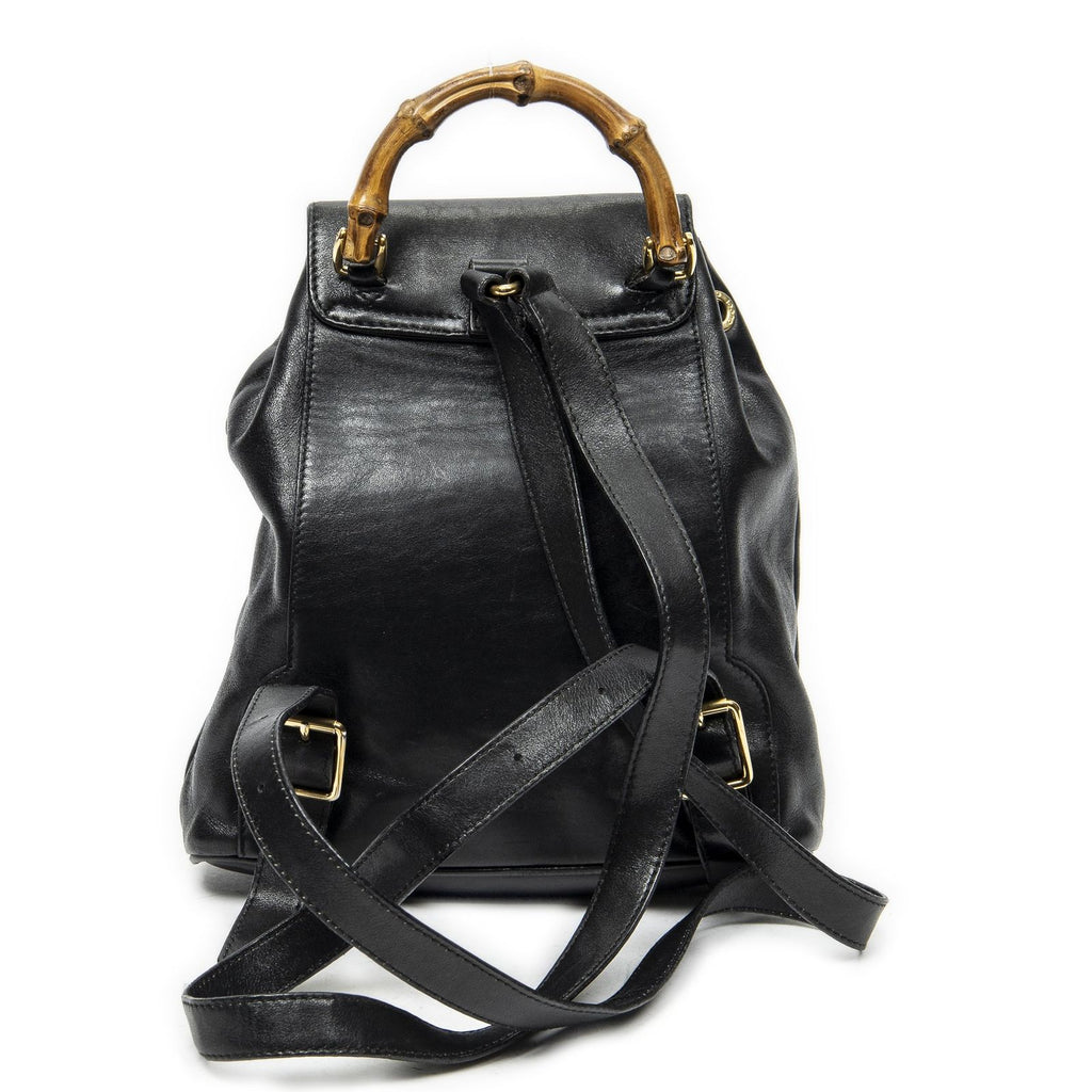 Gucci Mini Bamboo Backpack Black Calfskin Leather — view 5
