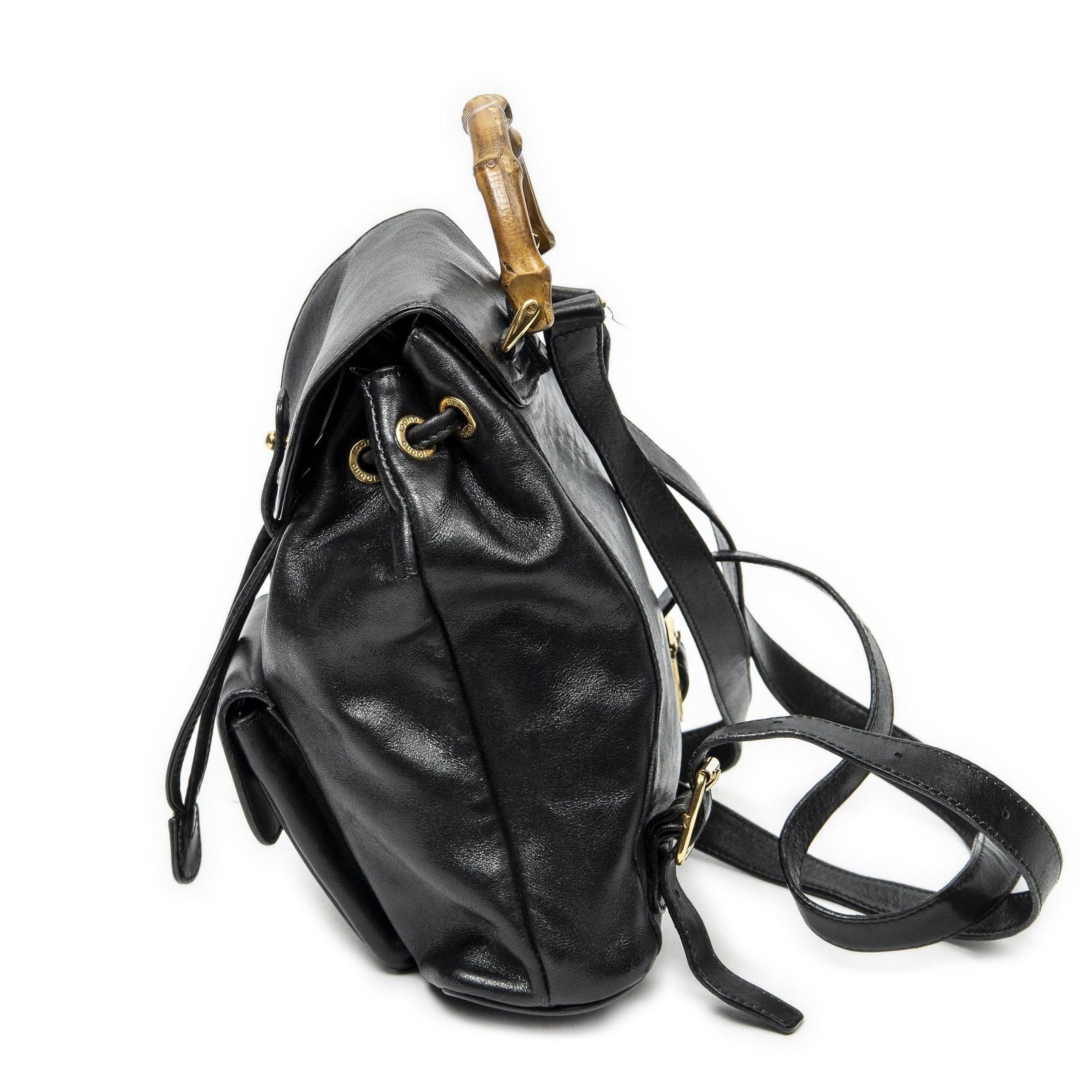 Gucci Mini Bamboo Backpack Black Calfskin Leather — view 3