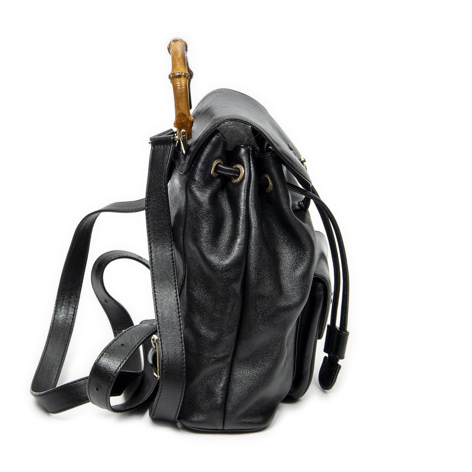 Gucci Mini Bamboo Backpack Black Calfskin Leather — view 4
