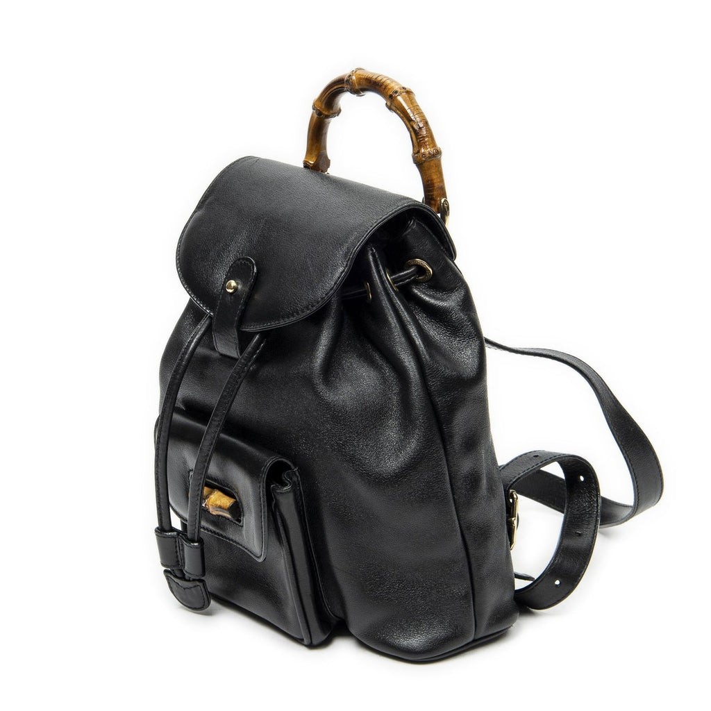 Gucci Mini Bamboo Backpack Black Calfskin Leather — view 2