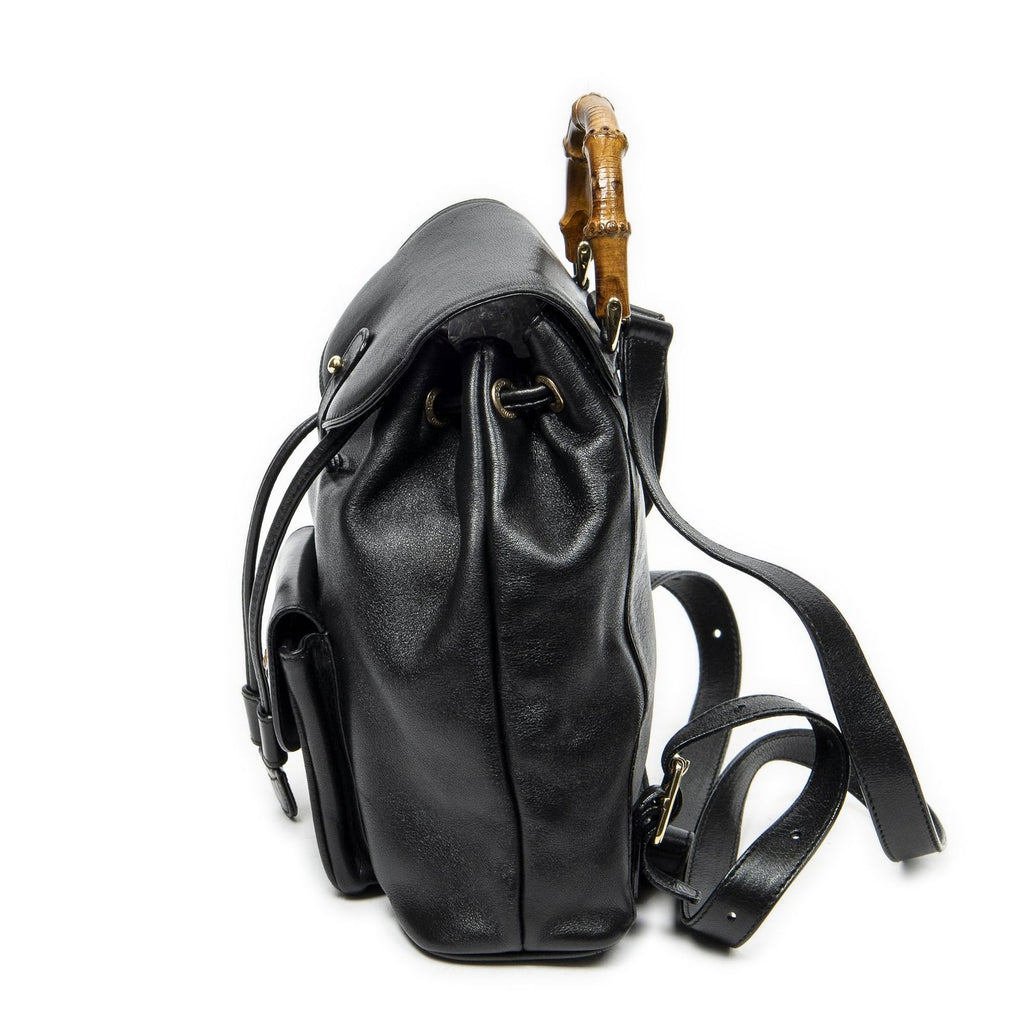 Gucci Mini Bamboo Backpack Black Calfskin Leather — view 3