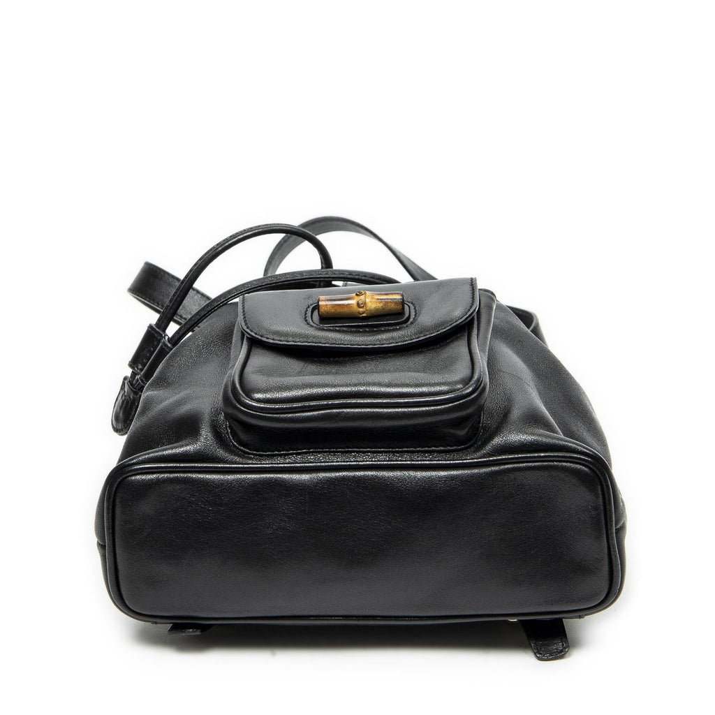 Gucci Mini Bamboo Backpack Black Calfskin Leather — view 6