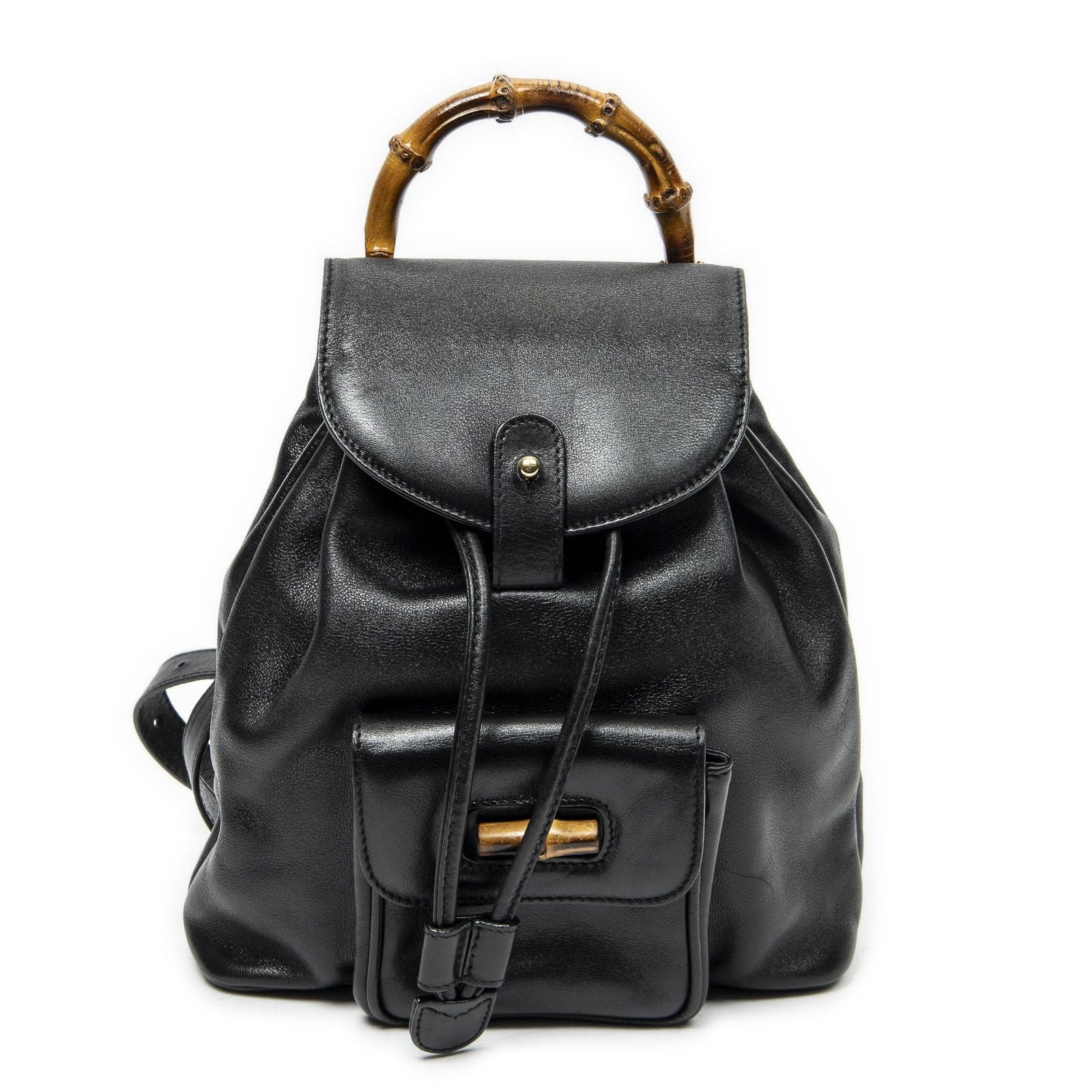 Gucci Mini Bamboo Backpack Black Calfskin Leather
