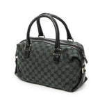 Gucci Small Side Buckle Boston Green Black GG Canvas Messenger Bag — view 2