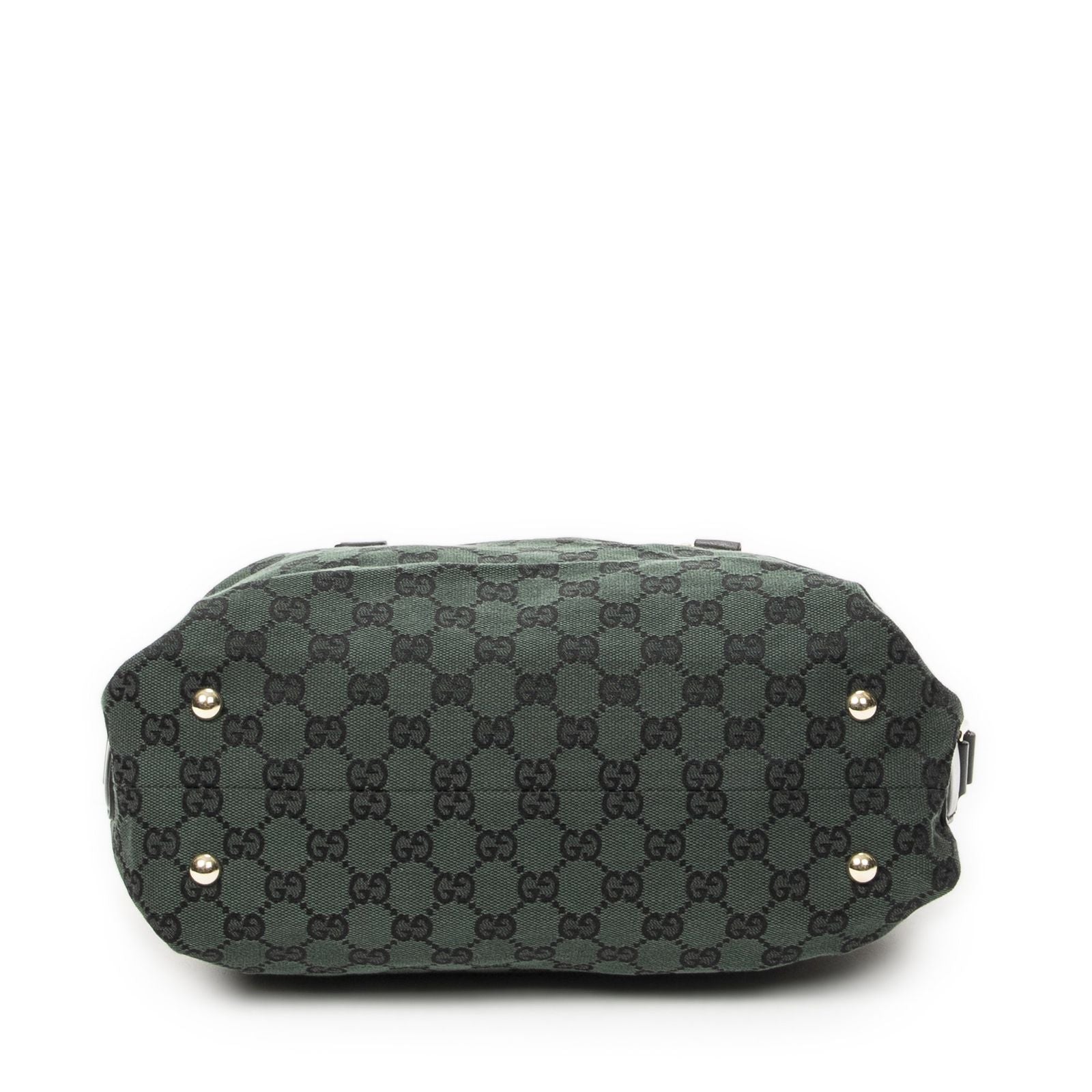 Gucci Small Side Buckle Boston Green Black GG Canvas Messenger Bag — view 6