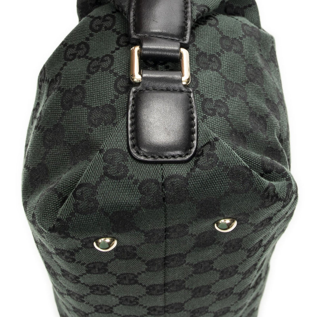 Gucci Small Side Buckle Boston Green Black GG Canvas Messenger Bag — view 7
