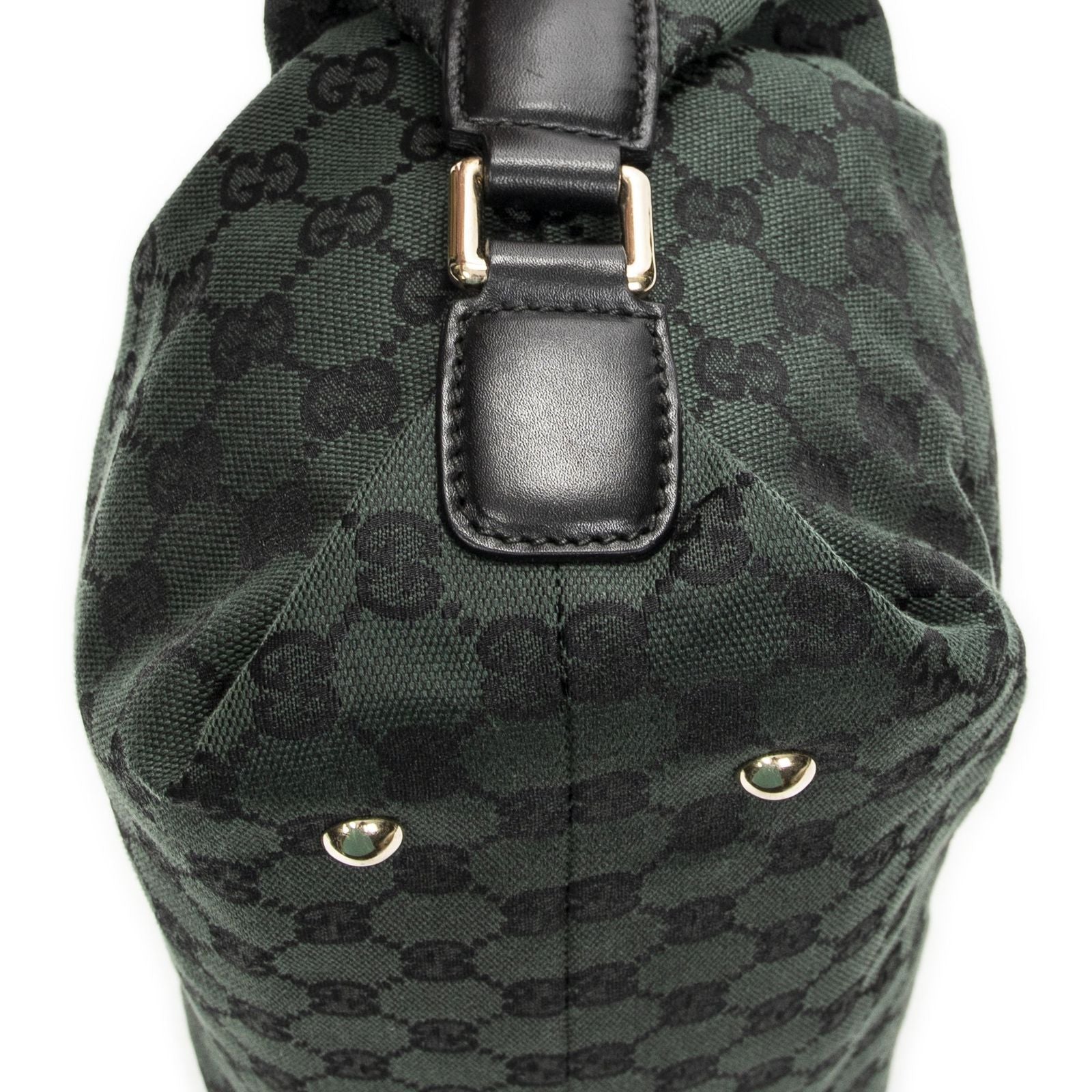 Gucci Small Side Buckle Boston Green Black GG Canvas Messenger Bag — view 7