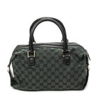 Gucci Small Side Buckle Boston Green Black GG Canvas Messenger Bag