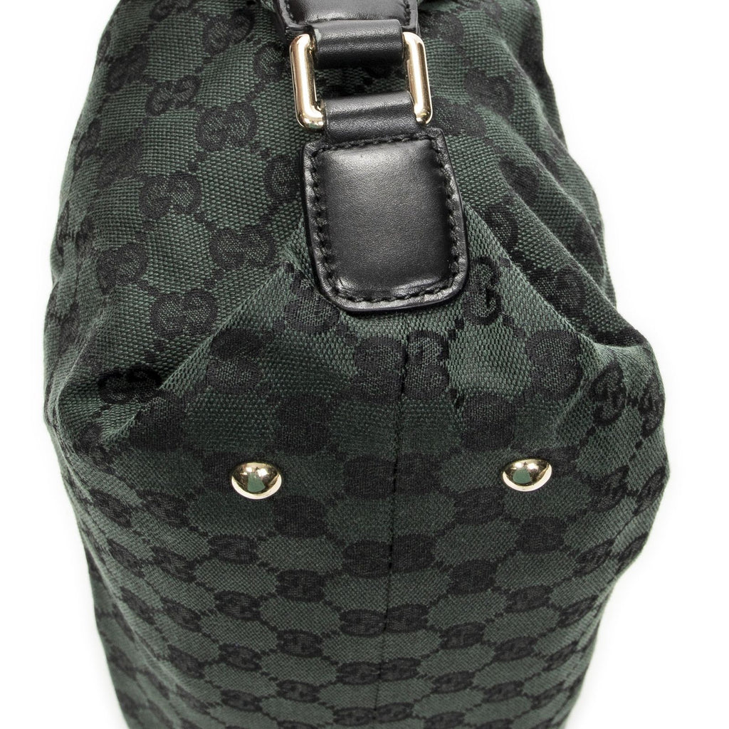 Gucci Small Side Buckle Boston Green Black GG Canvas Messenger Bag — view 8