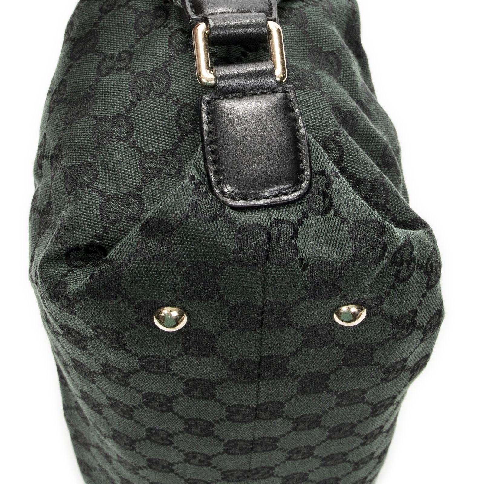 Gucci Small Side Buckle Boston Green Black GG Canvas Messenger Bag — view 8