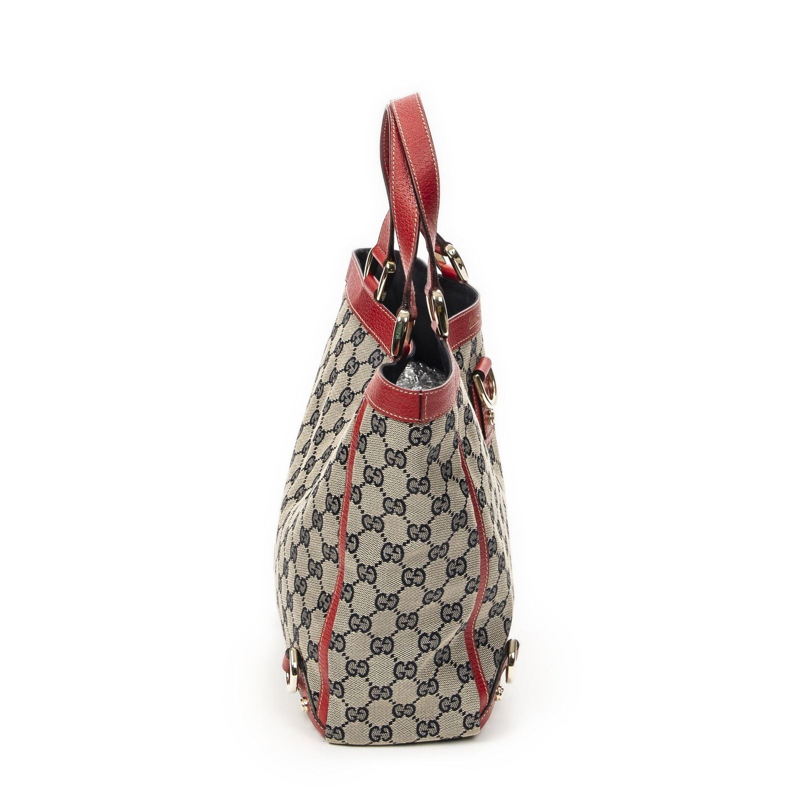 Gucci Small Abbey Dring Tote Beige Red Navy GG Canvas — view 4