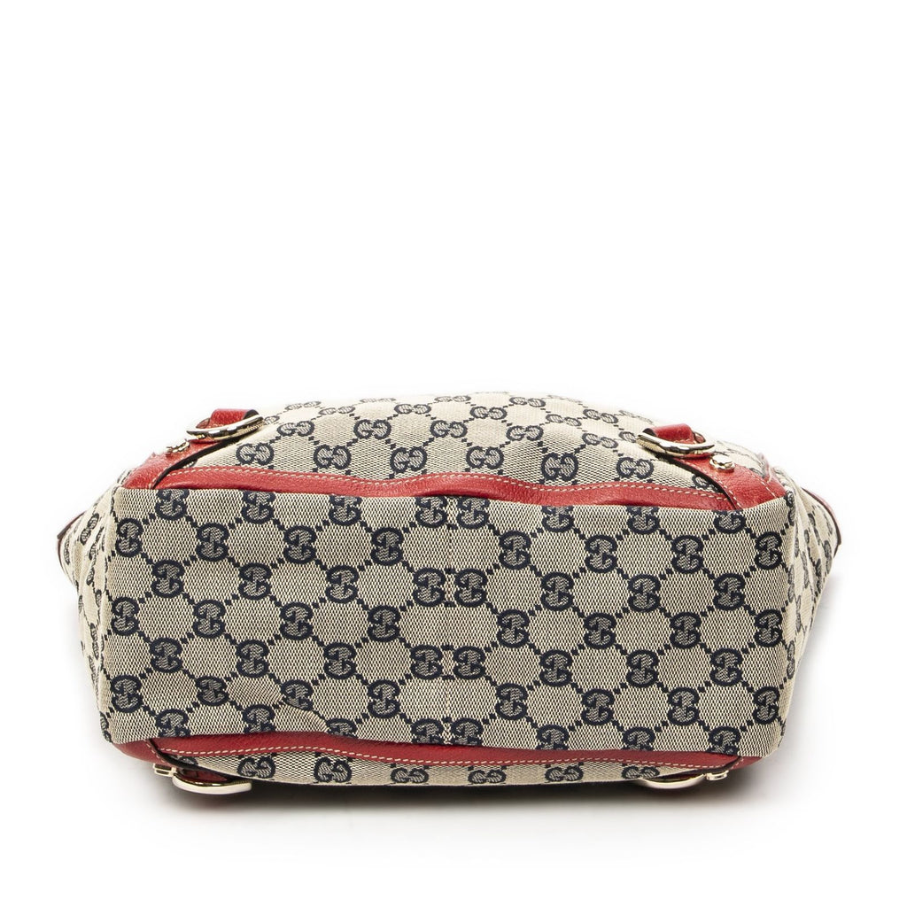 Gucci Small Abbey Dring Tote Beige Red Navy GG Canvas — view 6