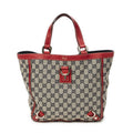 Gucci Small Abbey Dring Tote Beige Red Navy GG Canvas