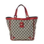 Gucci Small Abbey Dring Tote Beige Red Navy GG Canvas